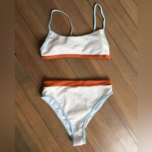 White, Orange & Blue Bikini Set